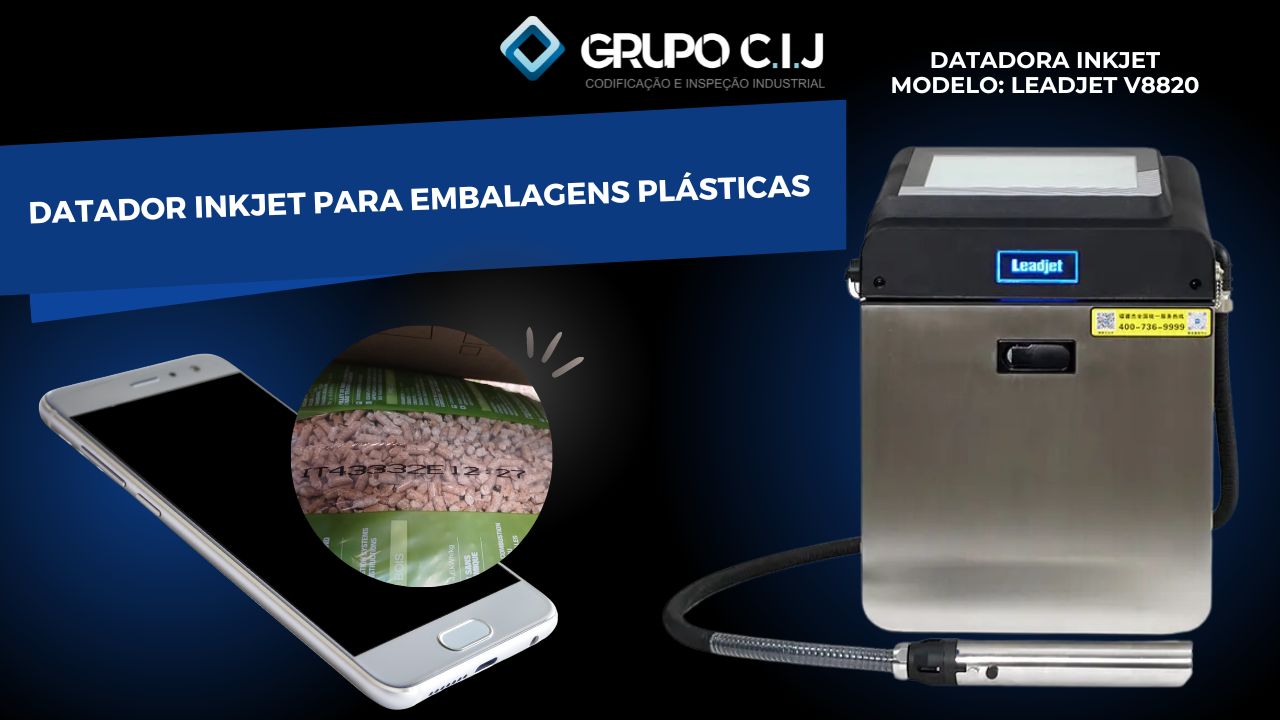 Datador Inkjet Automático Leadjet: Ideal para impressão de dados em embalagens plásticas